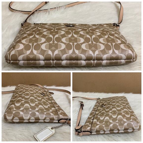 COACH Light Khaki/Beige PEYTON DREAM C Signature PVC EW Swing Pack XBody F51364 - Picture 5 of 16